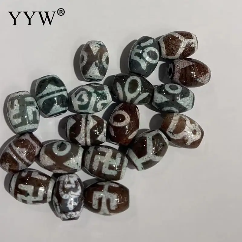 10pcs/Bag Natural Tibetan Agate Dzi Beads 10x14mm Bottle/Buddha Heart/Six Eyes/Tortoise Shell/Tiger Tooth/God Of Wealth/Swastika