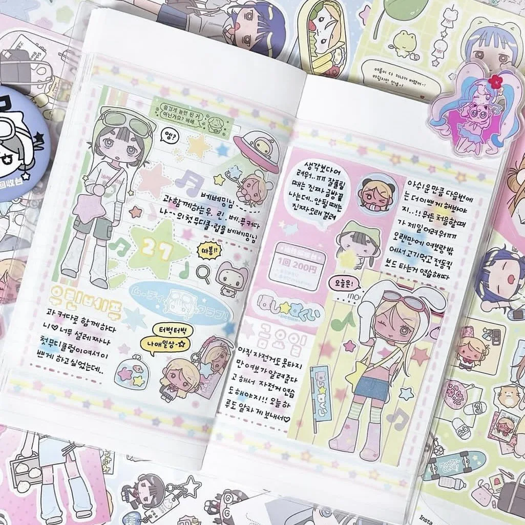 Корейские милые наклейки для девочек, японские наклейки с персонажами Shibuya Babes, ручной дневник, планировщик, декоративная наклейка для скрапбукинга