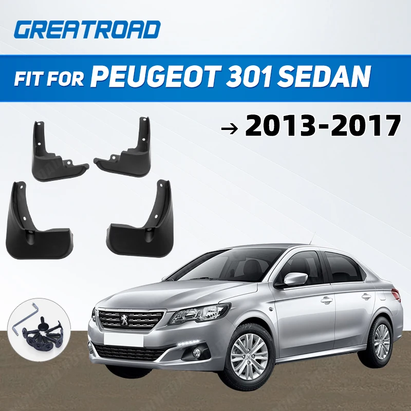 

4Pcs Car Front Rear Fender Flares Splash Guards Mud Flaps Mudguards for Peugeot 301 Sedan 2013 2014 2015 2016 2017 Mudflaps