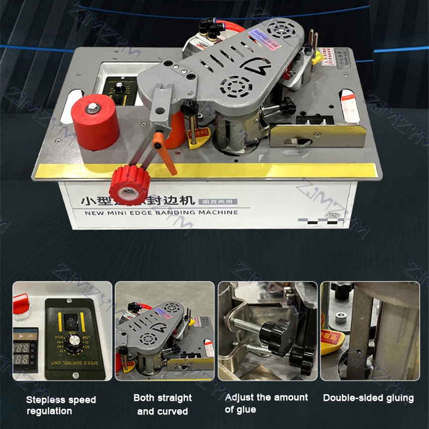 Mini Kantenverlijmer Houtbewerking Woondecoratie Gebogen Rechte Lijn Zag Bench Type Rand Banding Machine 220V 1200W 6-60Mm