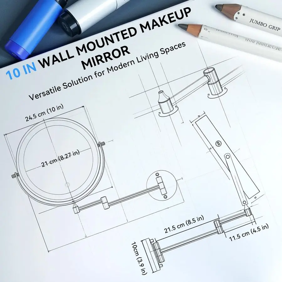 Specchio per trucco illuminato a parete 30X 1X, specchio ingranditore bifacciale ricaricabile da 5000 mAh con luce, specchio cosmetico LED Touc