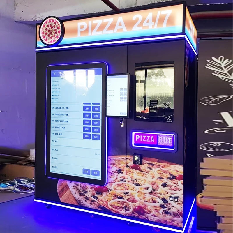 FL Custom Fully Automatic Self-Service Pizza Vending Machine Touch Screen Plastic Token QR Code Coin SDK indoor pizza machine