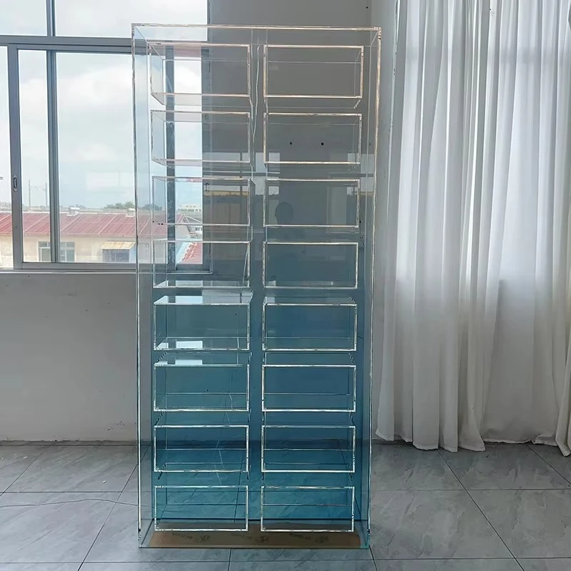fv-High End Interior Design Furniture Transparent Acrylic Product Display Shelf Gradient Color Acrylic Display Rack