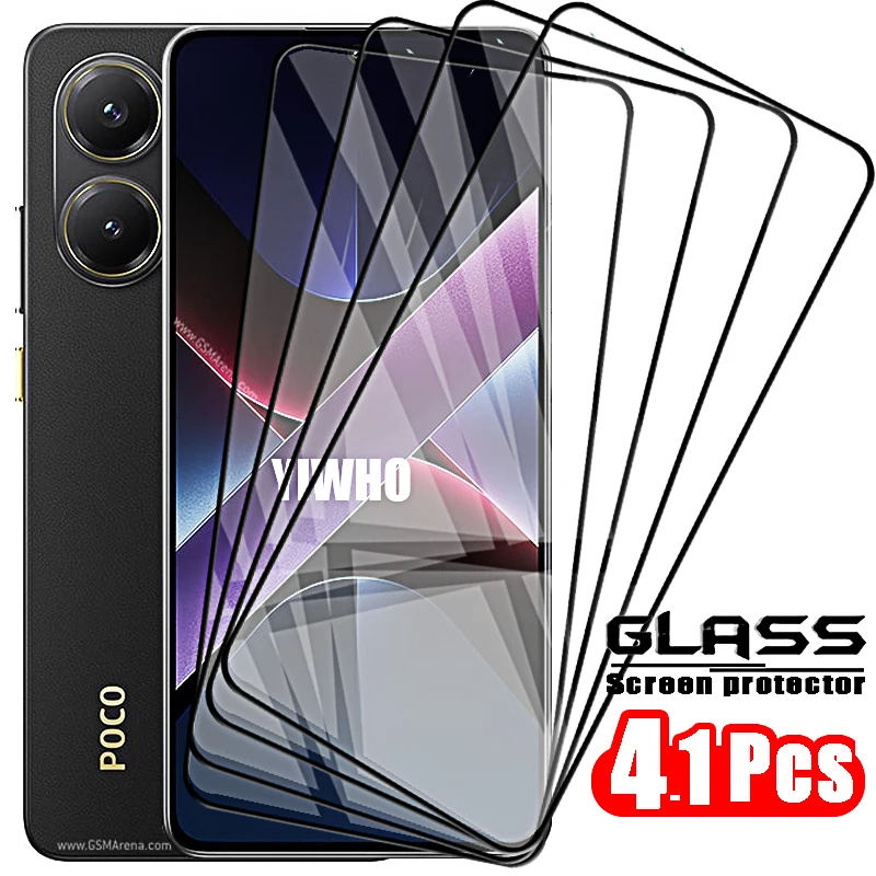 4-1 قطعة الزجاج المقسى ل Xiaomi Poco X7 Pro X6 X5 X4 X3 حامي الشاشة على Pocco Poxo X7pro X 7 6 5 Pro طبقة رقيقة واقية أمامية