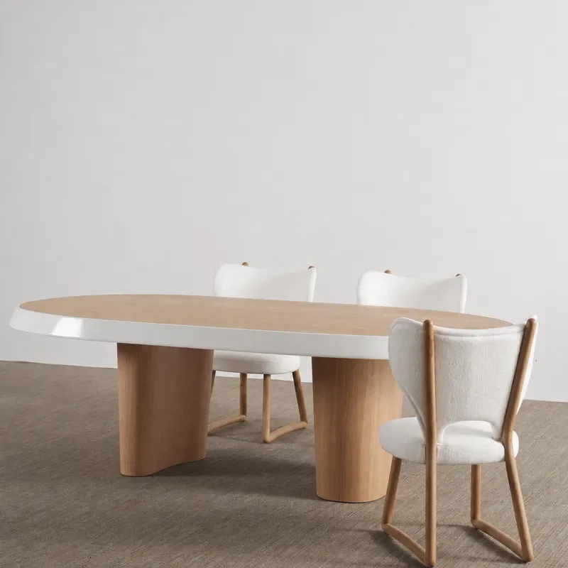 Modern Simple Log Style Solid Wood Desk Nordic Art Writing Work Table for Home Office