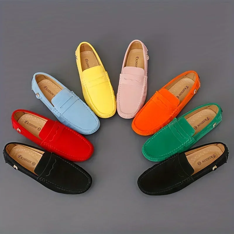 Nuevos zapatos informales para hombre, zapatos de moda para hombre, mocasines de cuero genuino para hombre, mocasines sin cordones, zapatos planos para hombre, zapatos de lujo para conducir para hombre