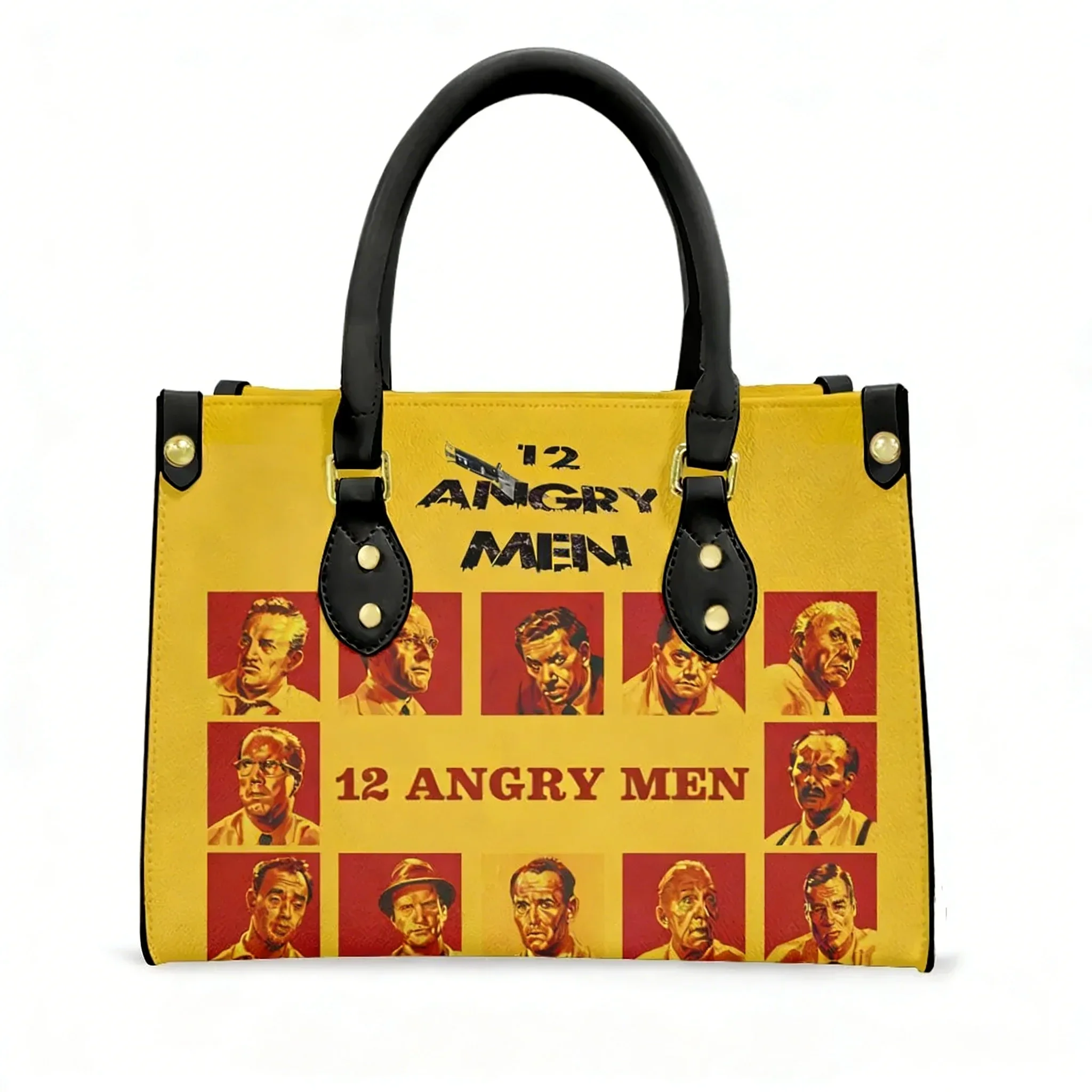 

12 Angry Men movie retro poster old movie Tote Bag Purse Womens Mens Text Image PU Leather Handbag Business Shopping Gift Bags