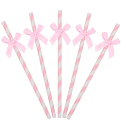 10Pcs Creative Cute Bow Striped Paper Straws Birthday Wedding Hawaii Party Thirst Quenching Drink Straws Cake Cocktail Straws Su
