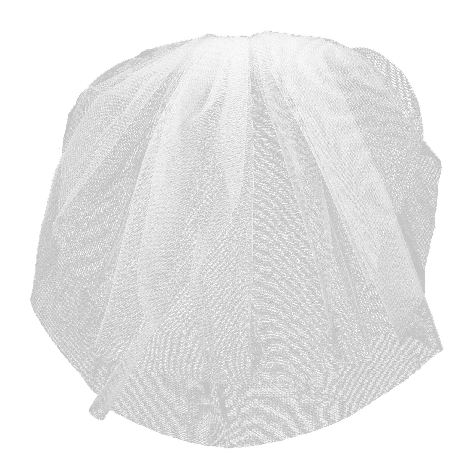 

Double Layer Veil White Bridal Tulle Headpiece Floral Lace Accents Secure Comb Two Tier Wedding Hair Accessory For Bride Mesh