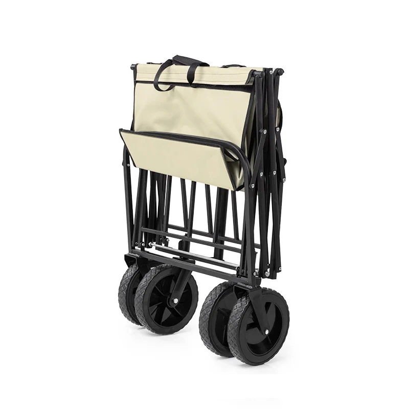 

Hand Push Wide Wheel Trolley Family Easy Taken Camping Wagon with 360 Degree Swivel Wheels