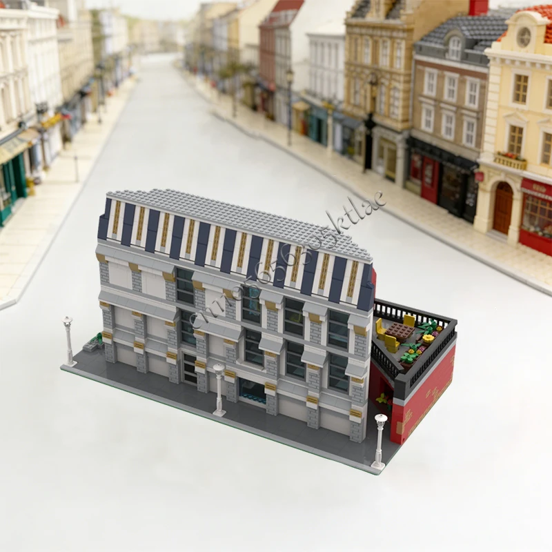 3027 PCS House Street Big Modular House with multiple Shops Apartments MOC Customize Modular Building DIY Boy Festival Toy Gift