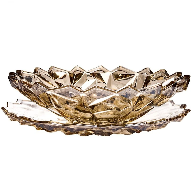 Crystal fruit bowl high-end modern glass living room household high-grade light luxury atmospheric