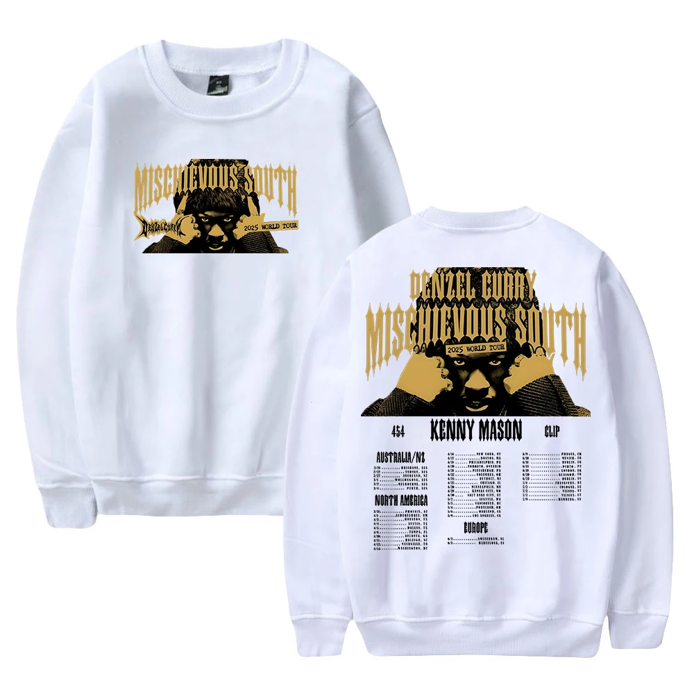 Denzel Curry Mischievous South 2025 World Tour Merch Crewneck Long Sleeve Streetwear Women Men Sweatshirt Trendy Outfits