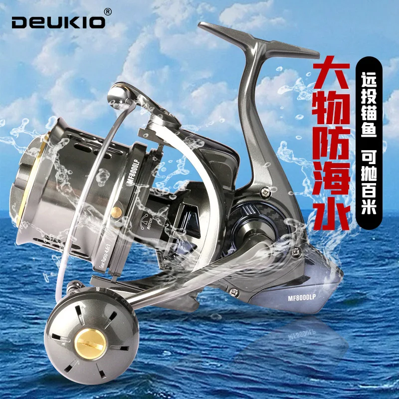 DEUKIO Big Reel Long Shot Jigging Spinning Reel 8000 10000 12000 Series 8 + 1BB Катушки для серфинга с максимальным сопротивлением 44 фунта для морской воды DEUKIO Big Reel Long Shot Jigging Spinning Reel 8000 10000 12000 Series 8 + 1BB Катушки для серфинга с максимальным сопротивлением 44 фунта для морской воды