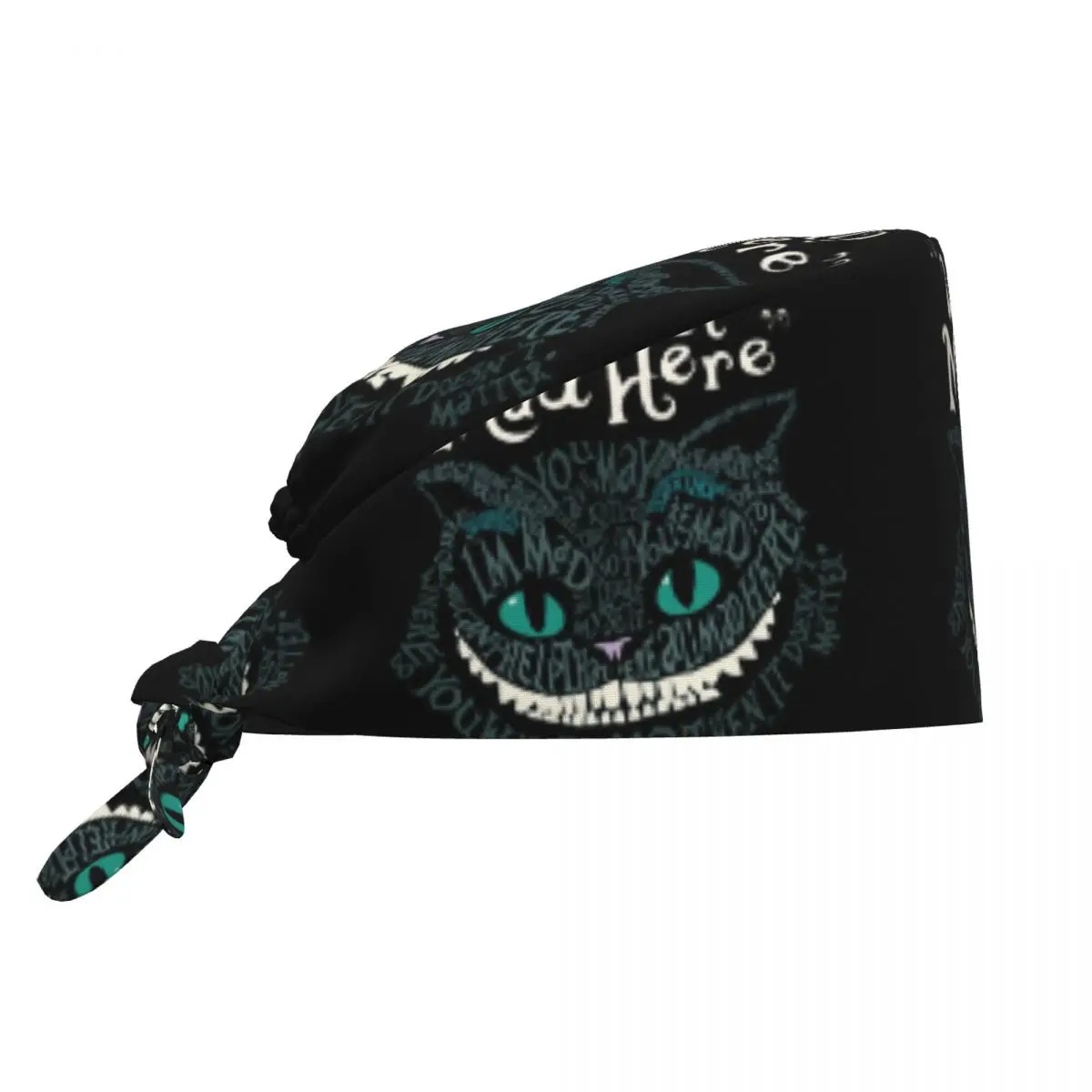 Personalizado cheshire gato pessoal médico esfrega chapéu das mulheres dos homens alice somos todos loucos aqui país das maravilhas médico enfermagem boné cirúrgico esfrega
