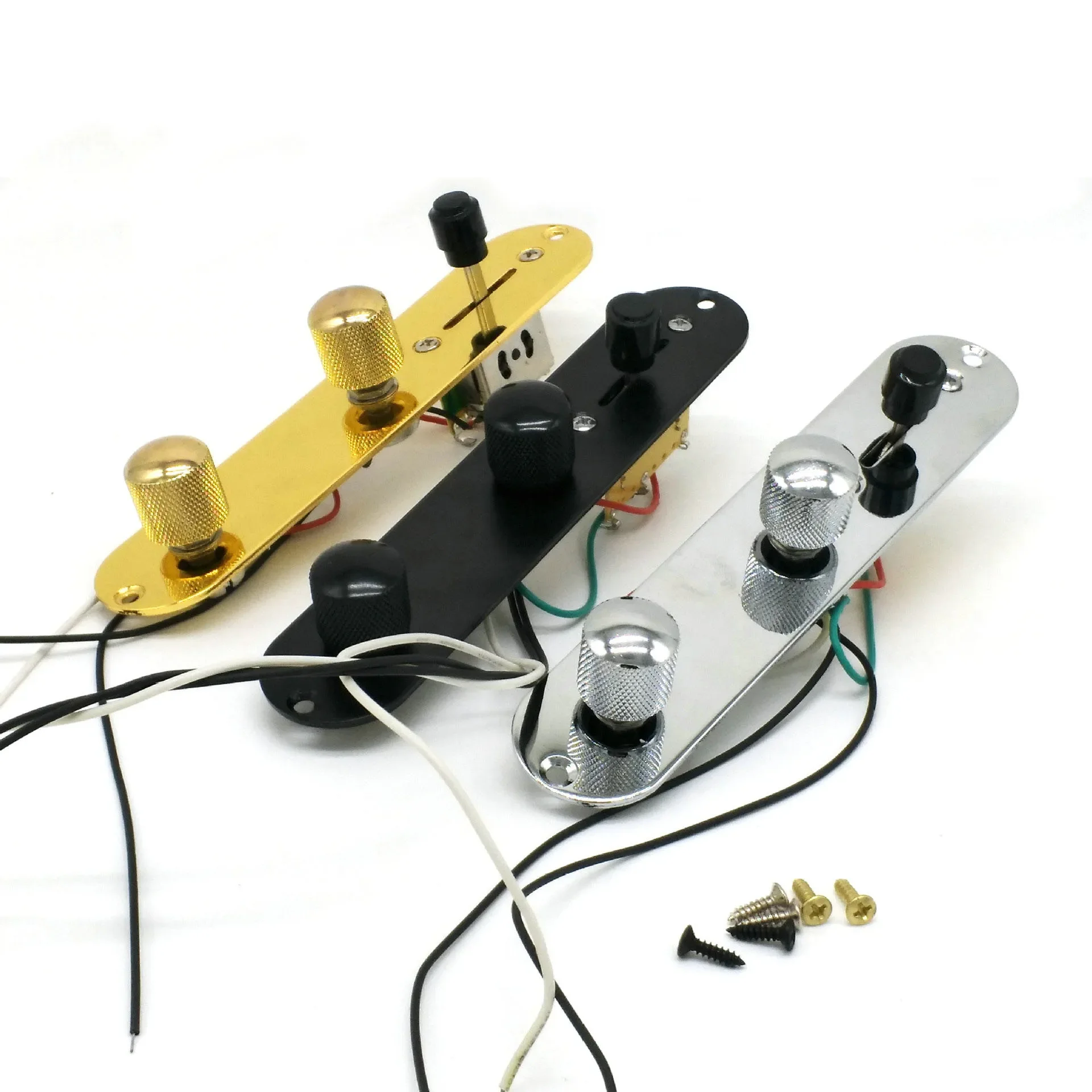 Chrome/Gold/Black 3 Way Wired Loaded Prewired Control Plate Harness Switch Knobs for TL Guitar Parts