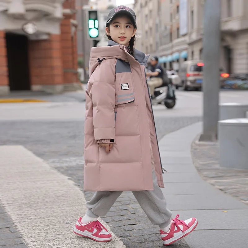 

RAISE Winter Children Down Jacket Waterproof Hooded Thick Warm Puffer Jacket For Teens Girls 6-14Y Kids Parka Long Outwear Coats