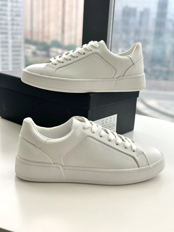 Jenny & strive-Baskets minimalistes en cuir de vachette blanc pour femmes, chaussures plates canisées, chaussures décontractées