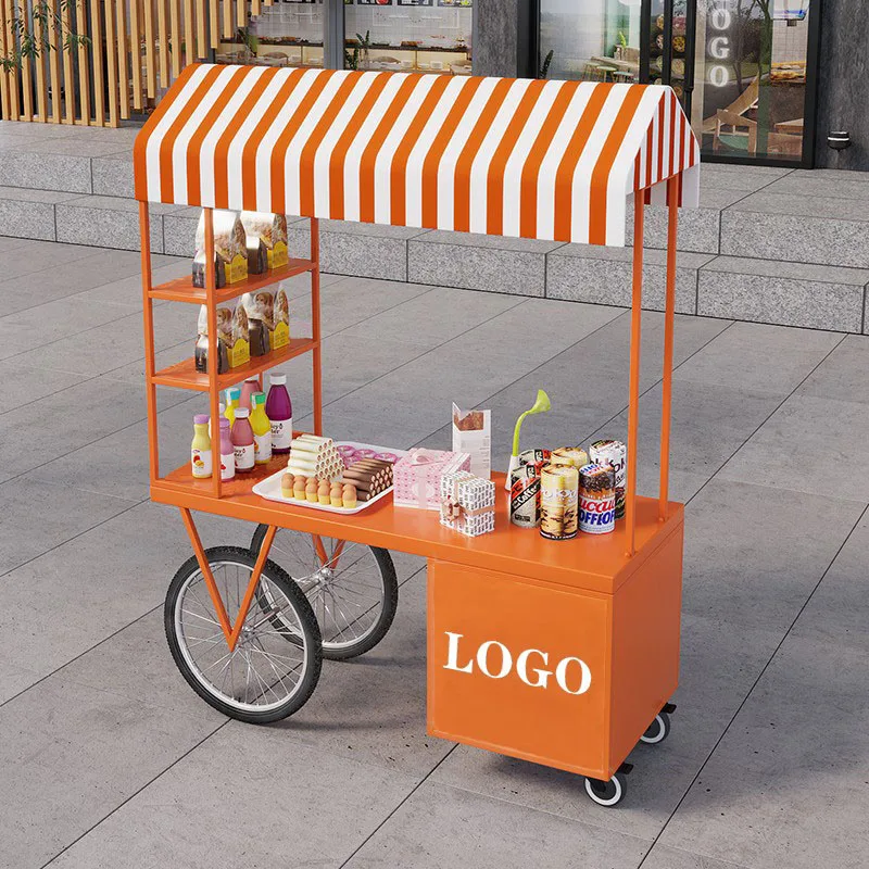** عربة كشك من الحديد المطاوع الأوروبي لترويج السوق الليلي رف كشك متحرك خارجي #2
