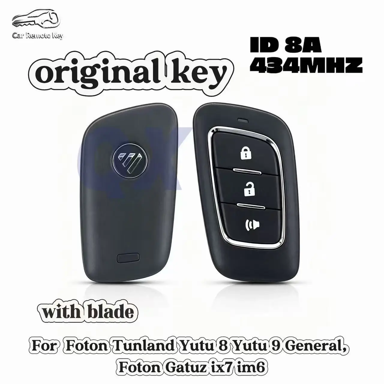 Original Complete Car Lock Set, Smart Remote Key With 8A Chip, For Foton Gratour ix7, im6, Yutu 8, Yutu 9, Foton General Models