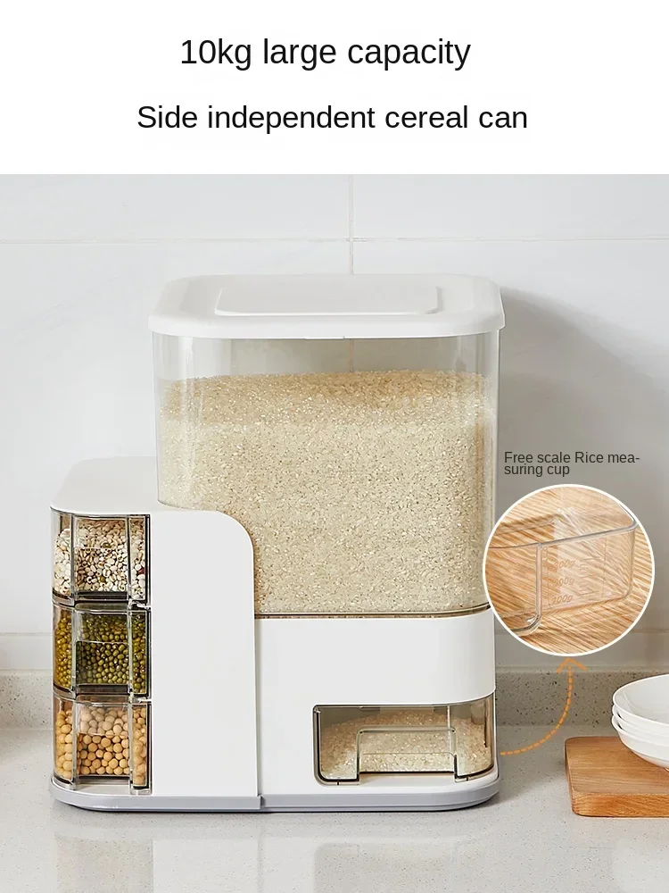 

Automatic Rice Bucket Household Rice Container Insect-Proof Moisture-Proof Sealed Partition Rice Bin Cereals Assorted Storage