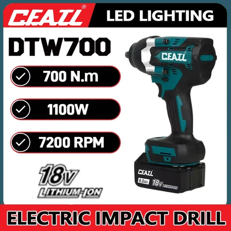 

CEAFTL Electric Wrench DTW700 Brushless Multi functional Rechargeable 18V Auto Repair 1000N.M High Torque Cordless Impact Wrench