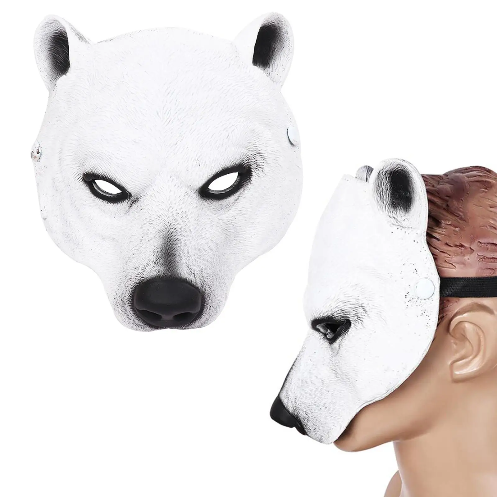 Máscara de oso Polar de Halloween 3D, cubierta Facial ligera, máscara de media cara realista para decoración de festivales, disfraz de fiesta de Cosplay, novedad