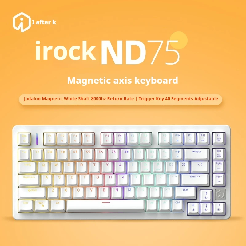 Irock Nd75 Magnetic Axis Keyboard Wired Single-Mode Transparent Keycap 81 Key Game Self-Developed Driver Computer Peripherals