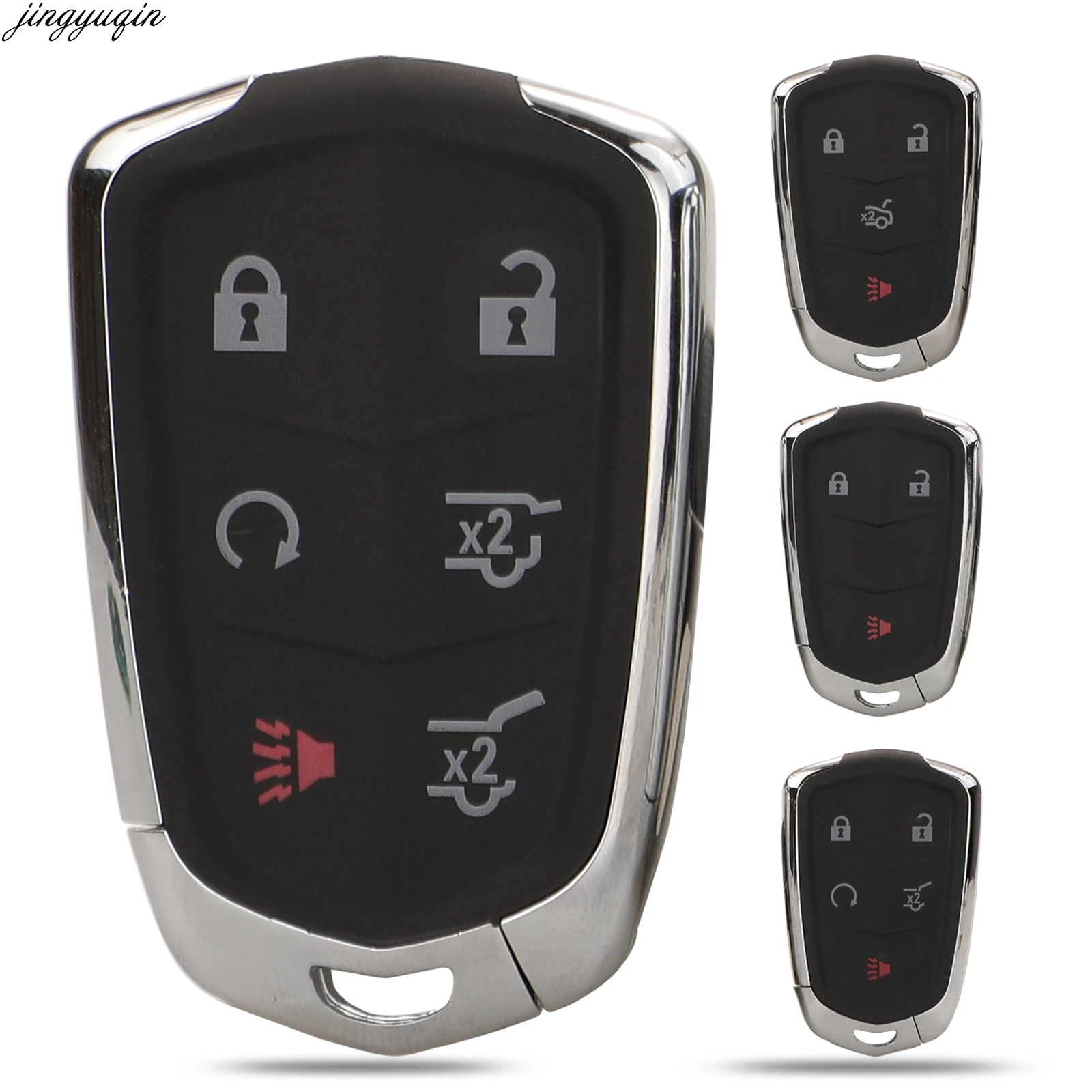 Jingyuqin 3/4/5/6 pulsanti custodia per chiave a distanza per auto Shell per Cadillac SRX CTS ATS XTS Escalade ESV Keyless Entry Smart FOB