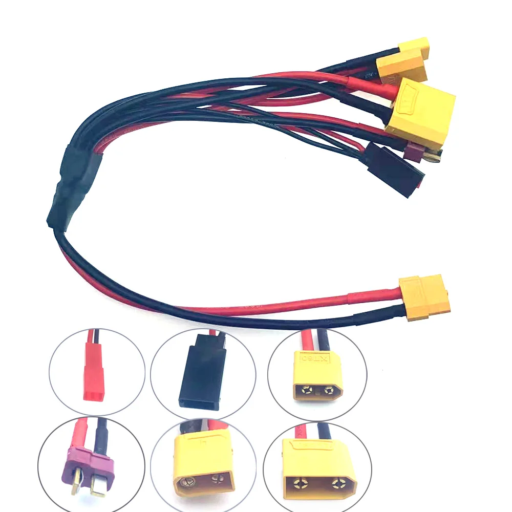 

6 in 1 XT60 Plug Connector to XT90 XT60 XT30 T Futaba JST Wire Cable Charge Connector for ISDT Hota ToolkitRC FPV Drone Car