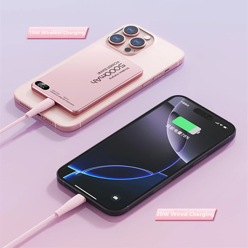 10000mAh 3 في 1 بنك طاقة لاسلكي مغناطيسي 20 واط USB C شحن سريع بطارية خارجية آيفون 17 16 15 14 أبل ساعة Airpods