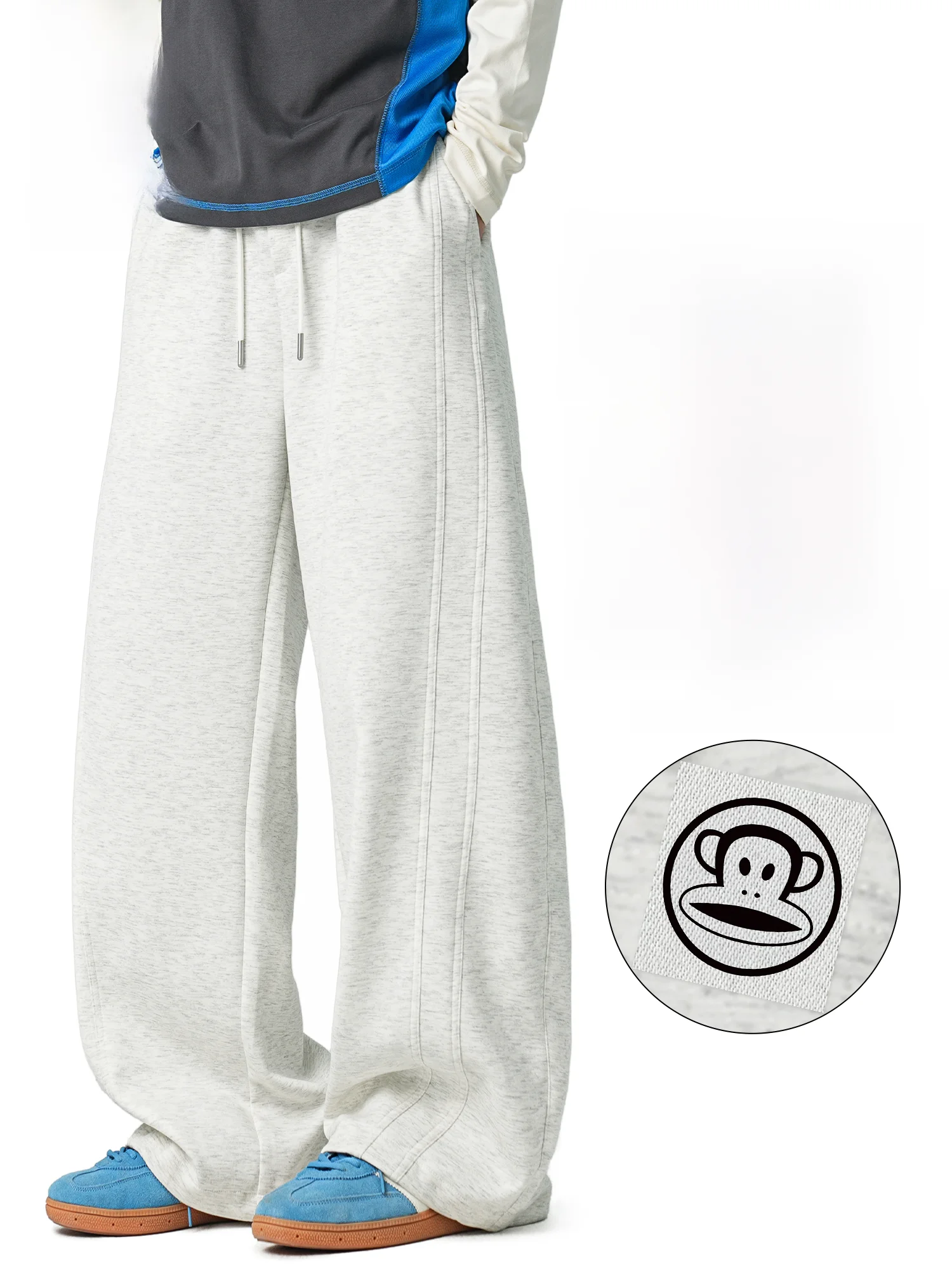 

PaulFrank 2026 Spring Men's Casual Loose Wide Leg Knife Pants Sports Leisure Trousers Straight Cut Durable Polyester Blend