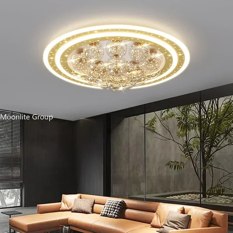 Creative Nordic Crystal Ceiling Lamp Luxury Living Room Light Golden Glass Ball Bedroom Lamp Modern
