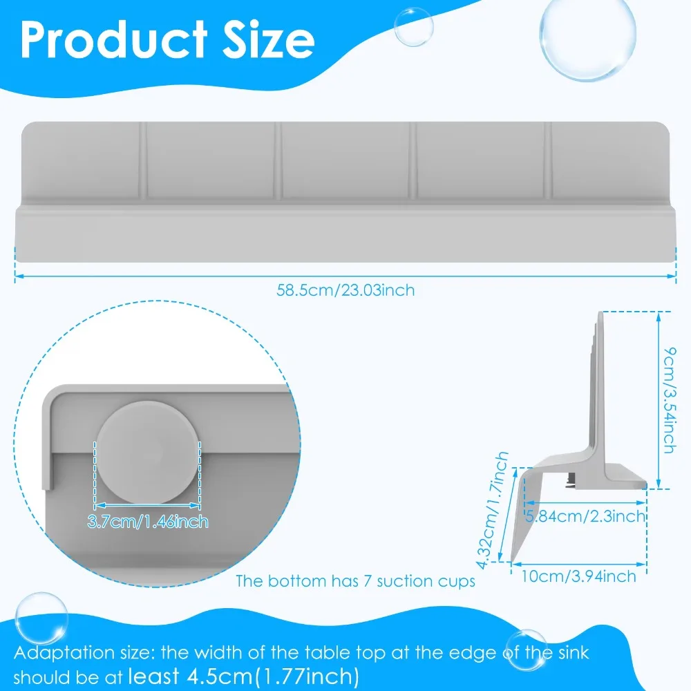 Silicone Sink Splash Guard Kitchen Water Baffle Splash Protector with Non Slip Strong Suction Washing Dishes Faucet Drain Pad