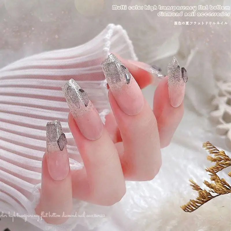 Clear Love Heart Crystal Nail Art Decoration 4-6mm Resin Flat Nails Charm Japan Ice Through Jelly nail Parts Decor