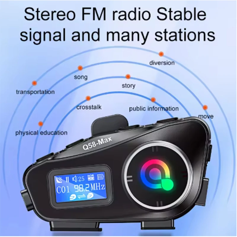 Neues Q58 Max Advanced Design Günstiger Preis Musikfreigabe 500 m Motorrad-Intercom-Headset Wasserdichter Dual-Chip 5.3 Walkie-Talkies ﻿