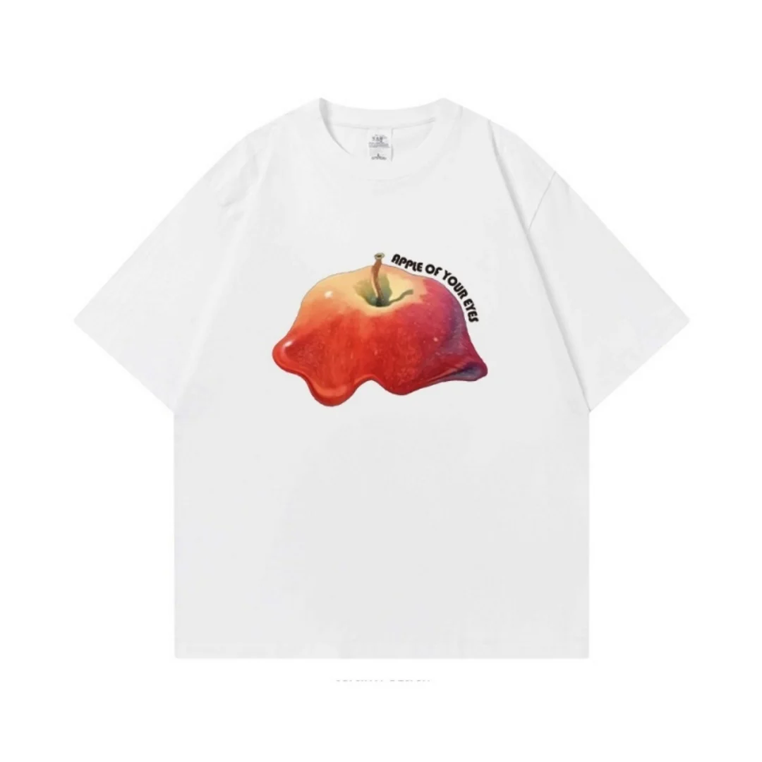 T-shirt graphique imprimé pomme, tendance, mode d'été, sport, pur coton, vêtements pour enfants, Y2k, femme