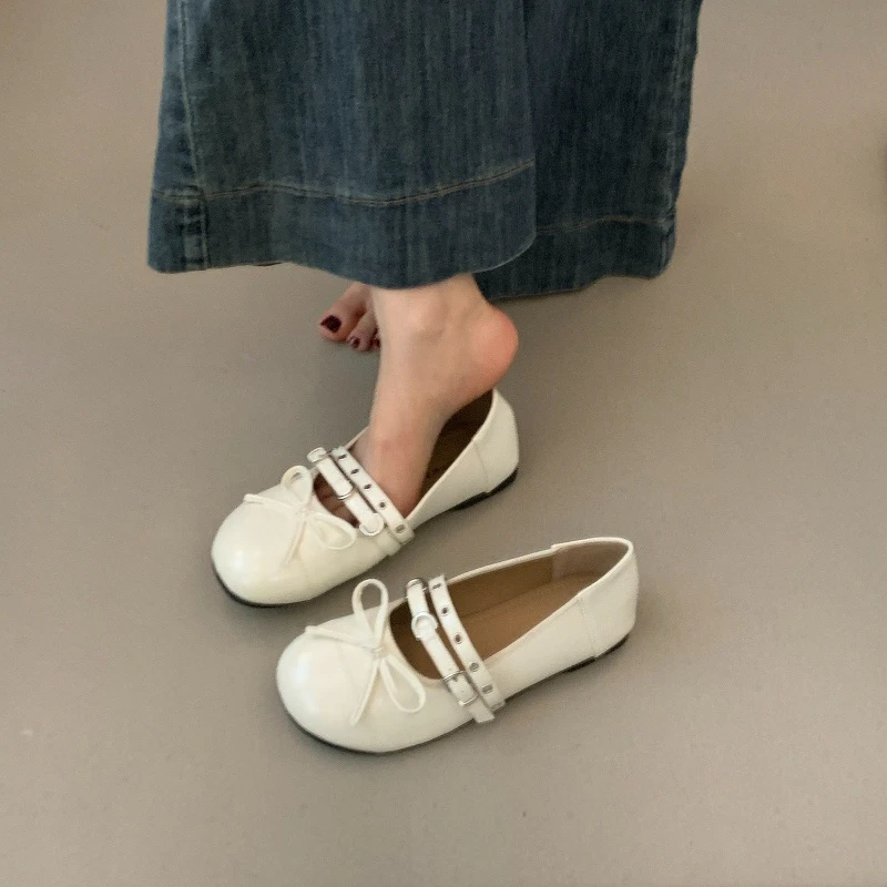 

2026 New Spring Butterfly-knot Women Ballet Flats Concise Round Toe Slip On Shoes Laides Comfort Soft Sole Dress Mary Jane Shoes