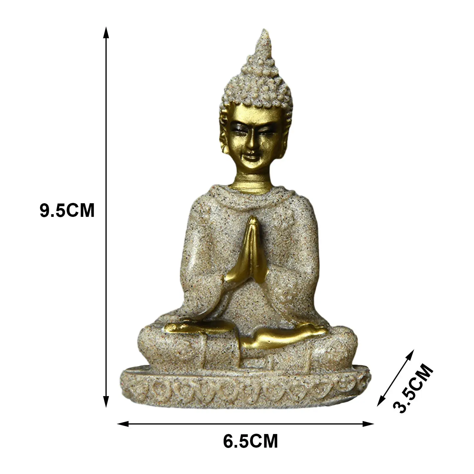 Buddha Statue Fengshui Thai Buddha Figurine for Living Room Bookshelf Table