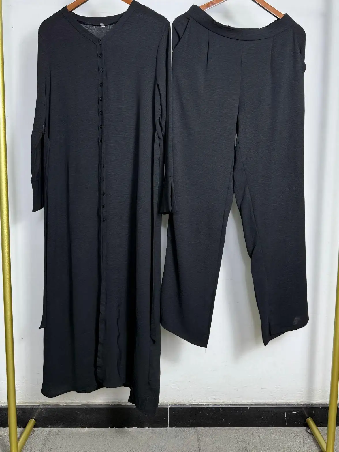 Musulmane Ensembles Two Piece Set Abaya Women Modest Outfit Dubai Turkey Islamic Clothing Long Tops And Pants Muslim Ladies Suit