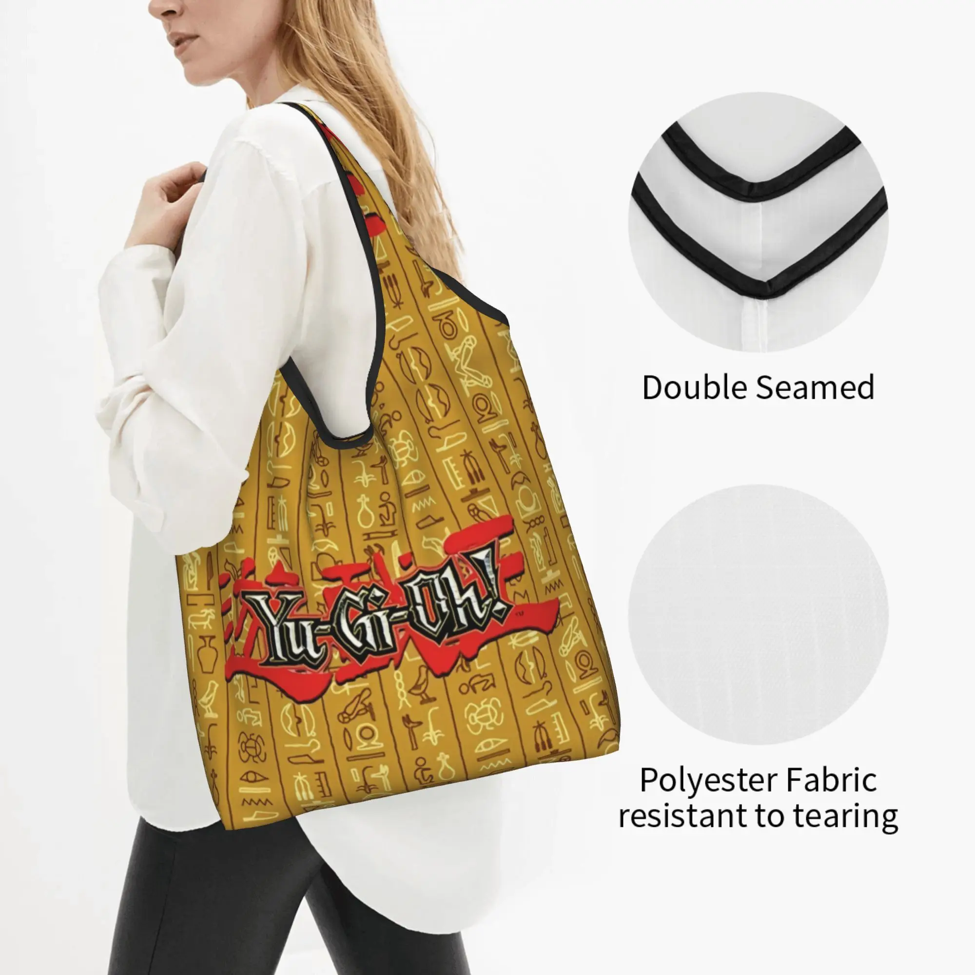 Cute Cartoon Game Yu Gi Oh  Shopping Tote Bags Portable Japane Anime Comic  Groceries Shopper Shoulder Bag