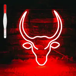 Bull Skull Neon Sign,Bull Cow Skull Head Led Neon Signs for Wall Decor,  Man Cave Bar Pub Beer Gift Bedroom Office Home Party