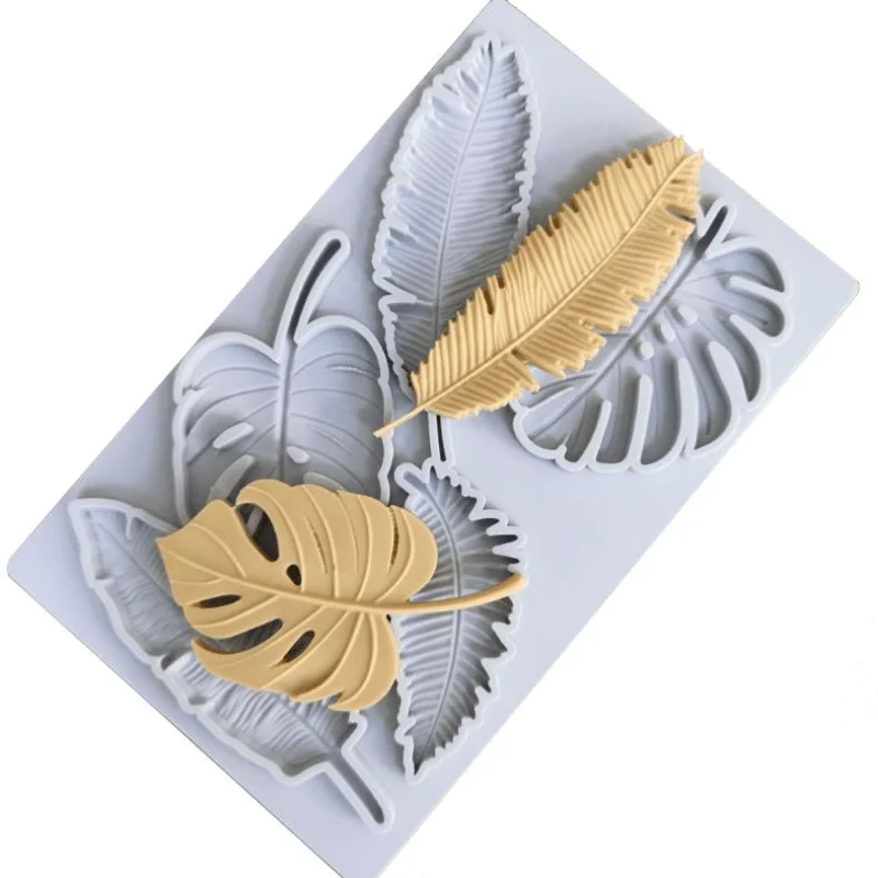 Feather Turtle Leaf Silicone Mold DIY Clay Plaster Chocolate Mold Cake Baking Decoration Feather Shape Silicone Mold