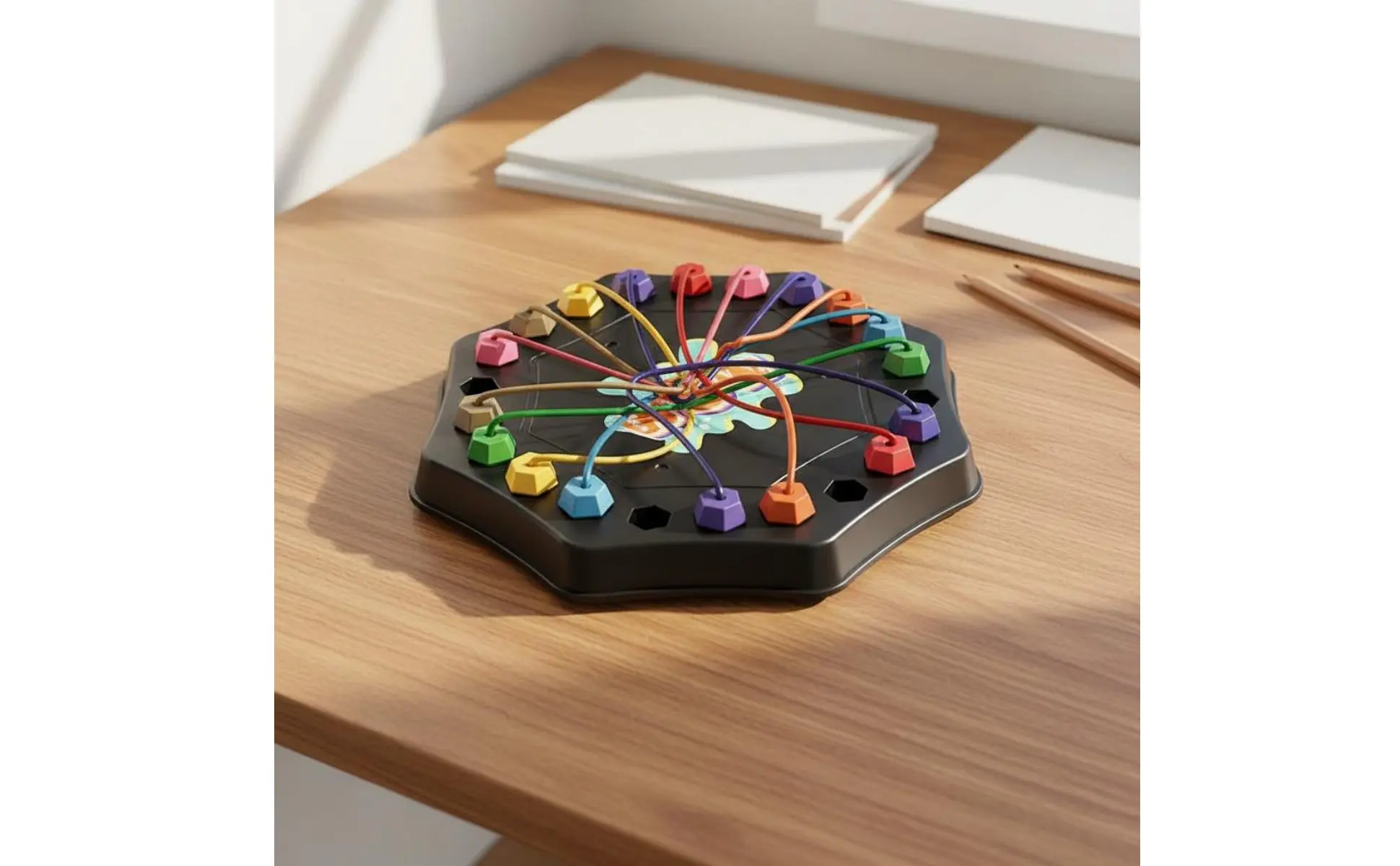 Rope Untangling Game Sturdy Elastic Cords String Untangling Test String Brain Teaser Board Interactive Play for Classroom, Party