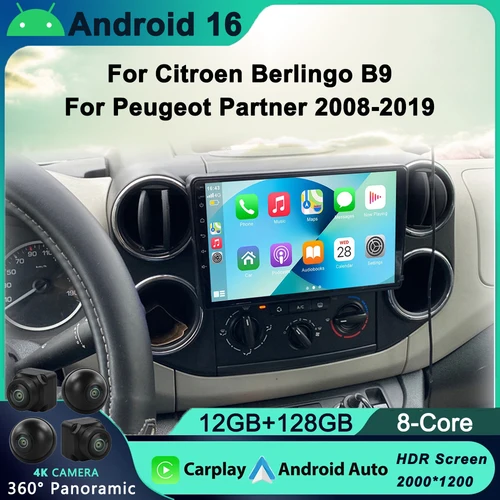 Para Citroen Berlingo 2 B9 Peugeot Partner 2008-2018 2 Din Android 4G Carplay WIFI GPS navegación coche reproductor Multimedia unidad principal