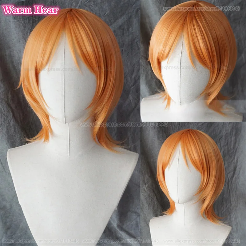 

High Quality Anime Synthetic Nami Cosplay Wig Orange Adult Nami Wig Heat Resistant Hair Halloween Party Role Play Wigs + Wig Cap