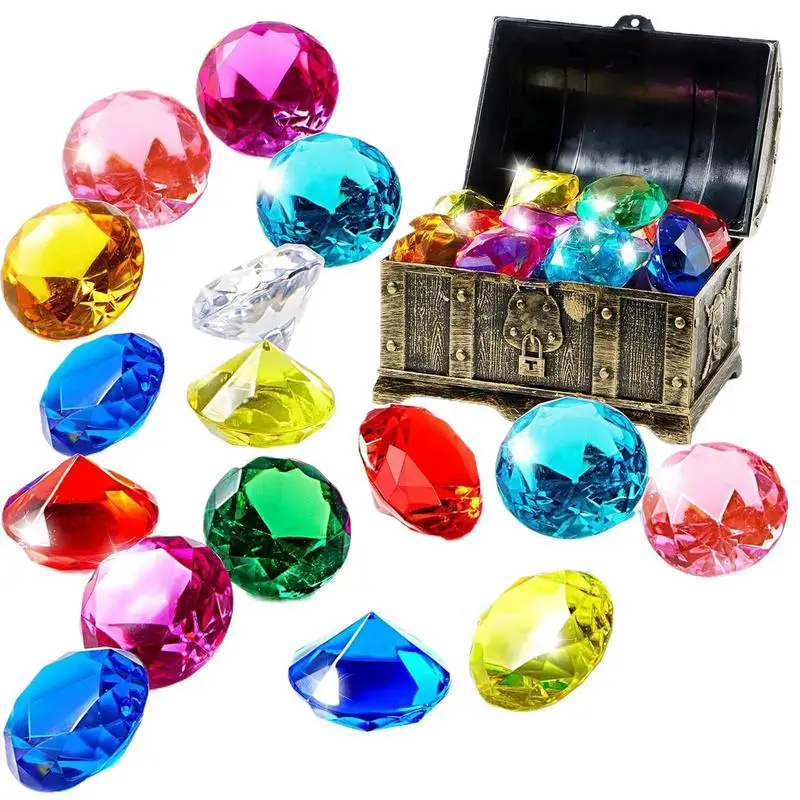 Diving Gems Underwater Diving Toys Diving Gem Pool Toys Colorful Pool Gems with Treasure Box Underwater Gems Toys for Kids