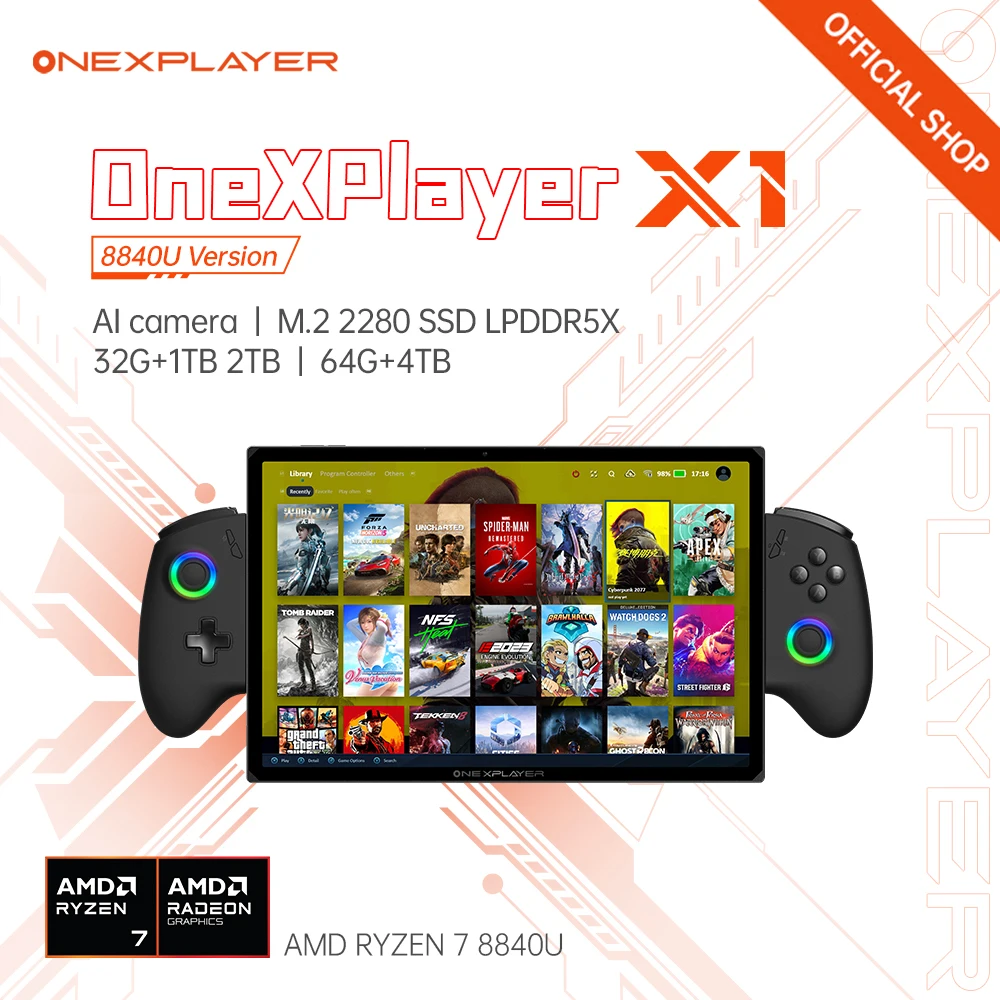 OneXPlayer X1 AMD Ryzen 7 8840U Tablet portatile 3 IN 1 Console di gioco per PC 10.95 "Windows 11 Controller portatili Computer AI 64G 4T