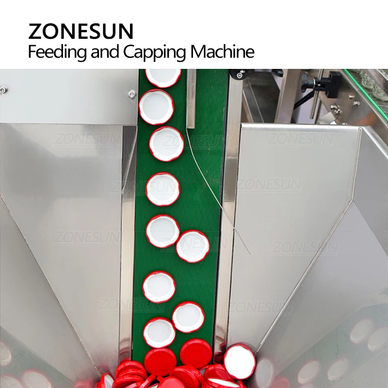 ZONESUN Automatic Vacuum Bottle Capping Machine Jar Capping Vacuum Bottle Closing Machine With Cap Feeder