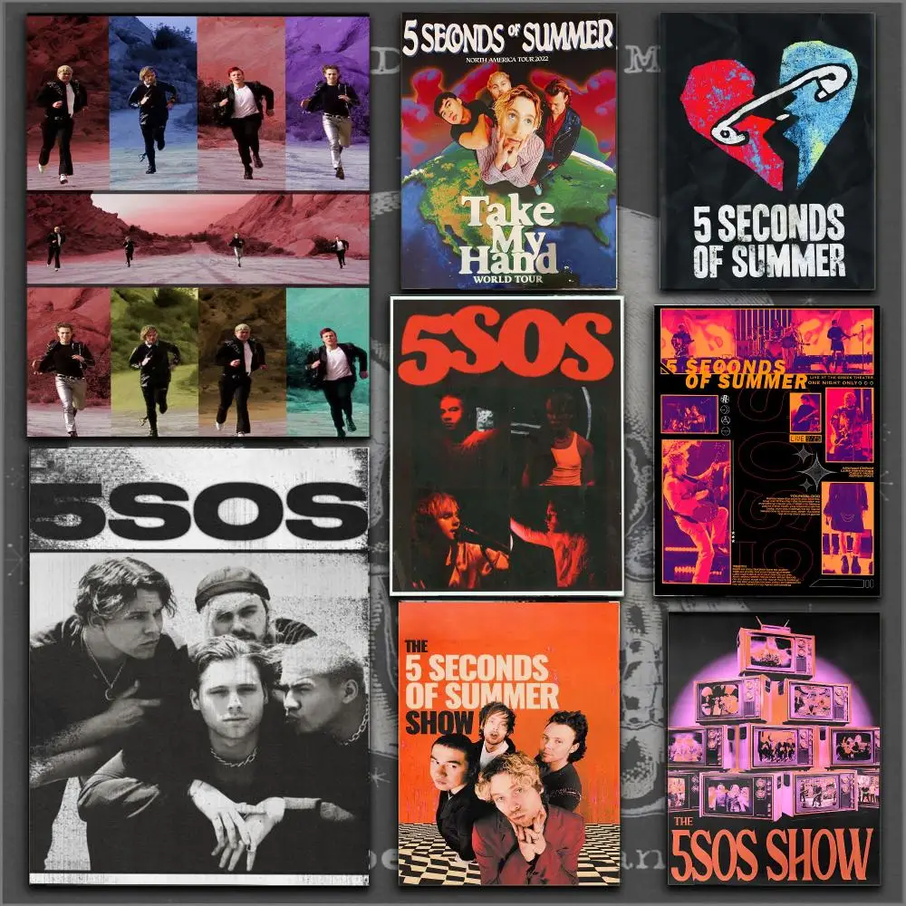 Band S-Seconds Of S-Summers 5 Poster Peel And Stick Matte Self Adhesive PVC Easy Apply Removable Waterproof Frameless Home Decor